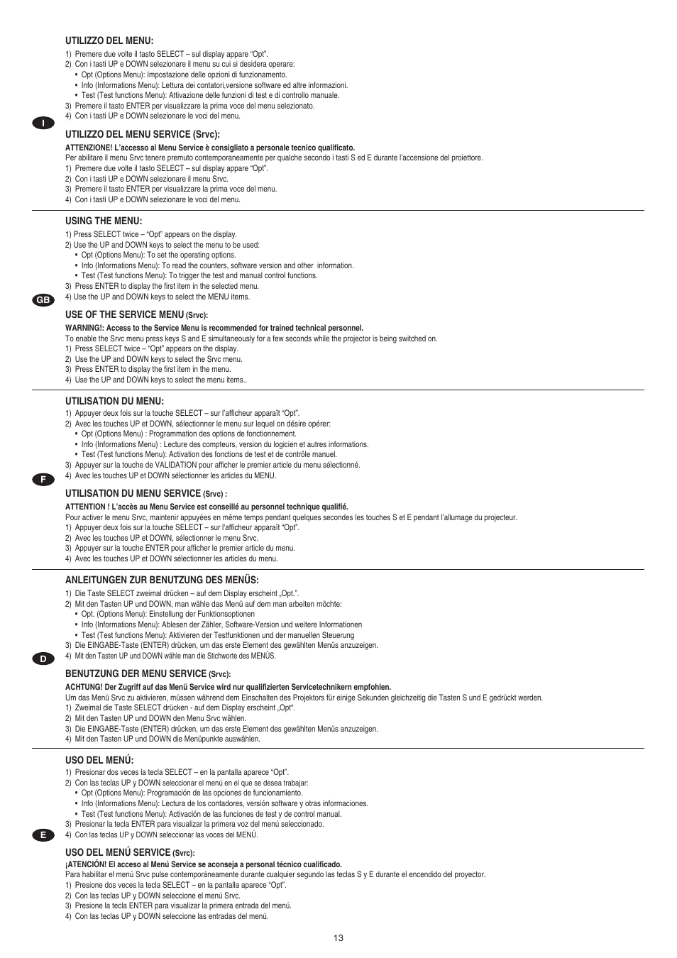 Clay Paky ALPHA SPOT 700 User Manual | Page 13 / 48