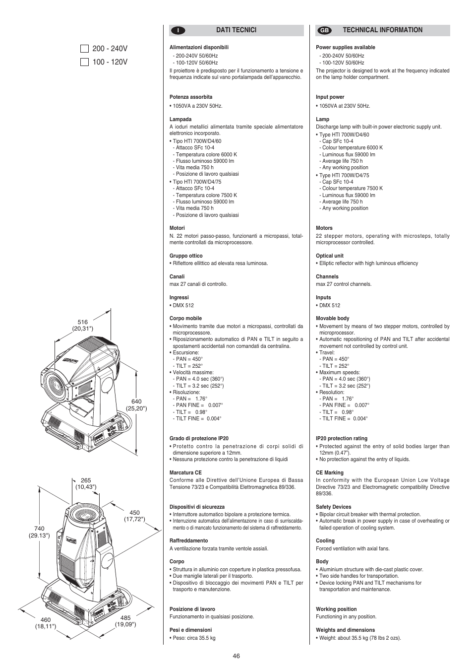Clay Paky ALPHA SPOT 700 User Manual | Page 46 / 48