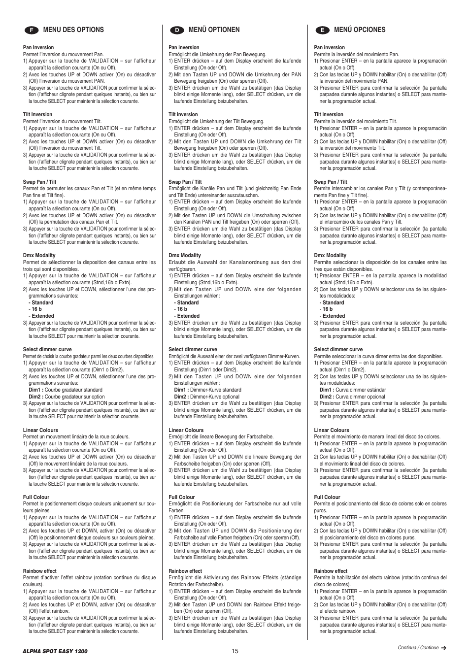 Clay Paky ALPHA SPOT EASY 1200 User Manual | Page 15 / 44