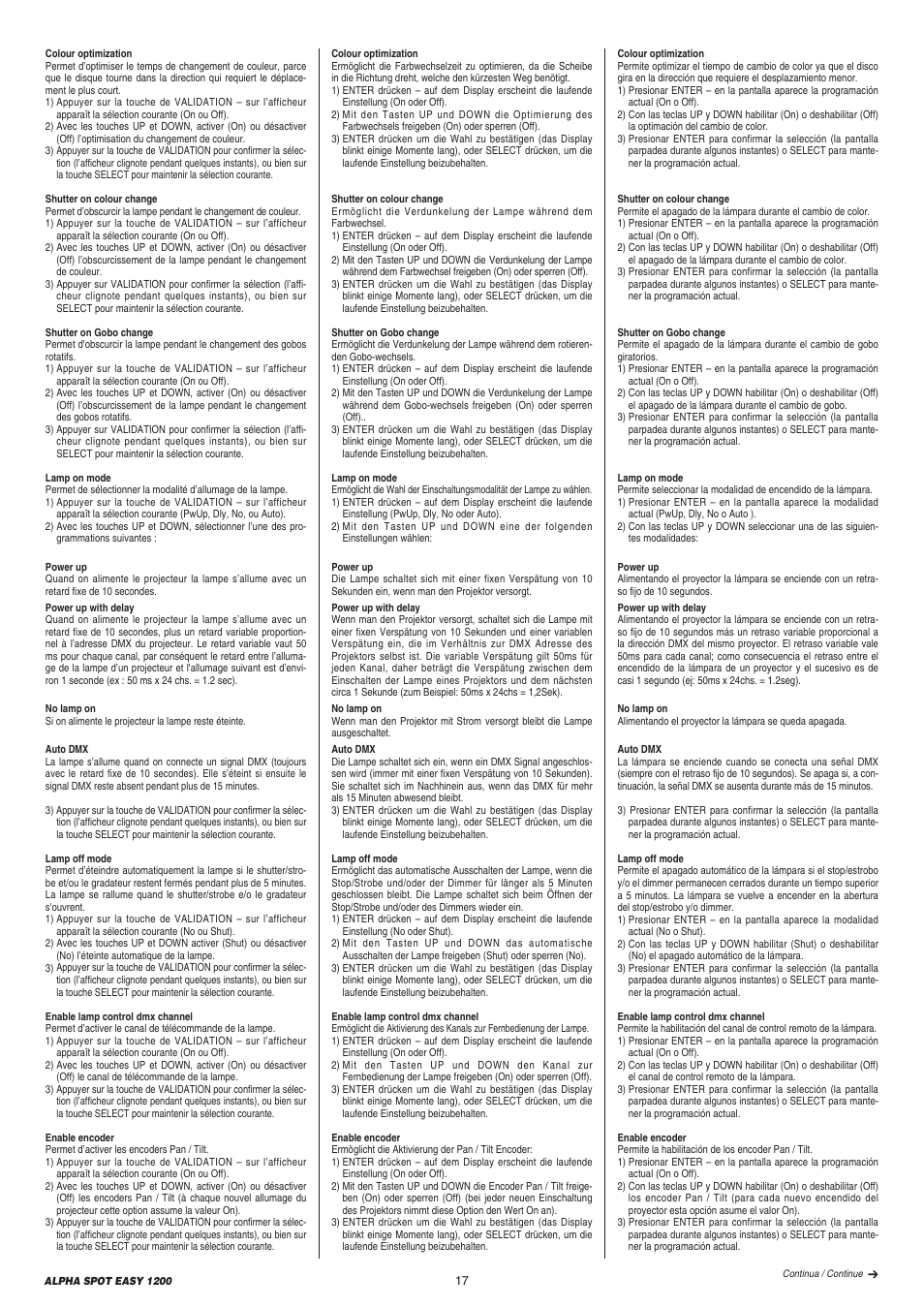 Clay Paky ALPHA SPOT EASY 1200 User Manual | Page 17 / 44