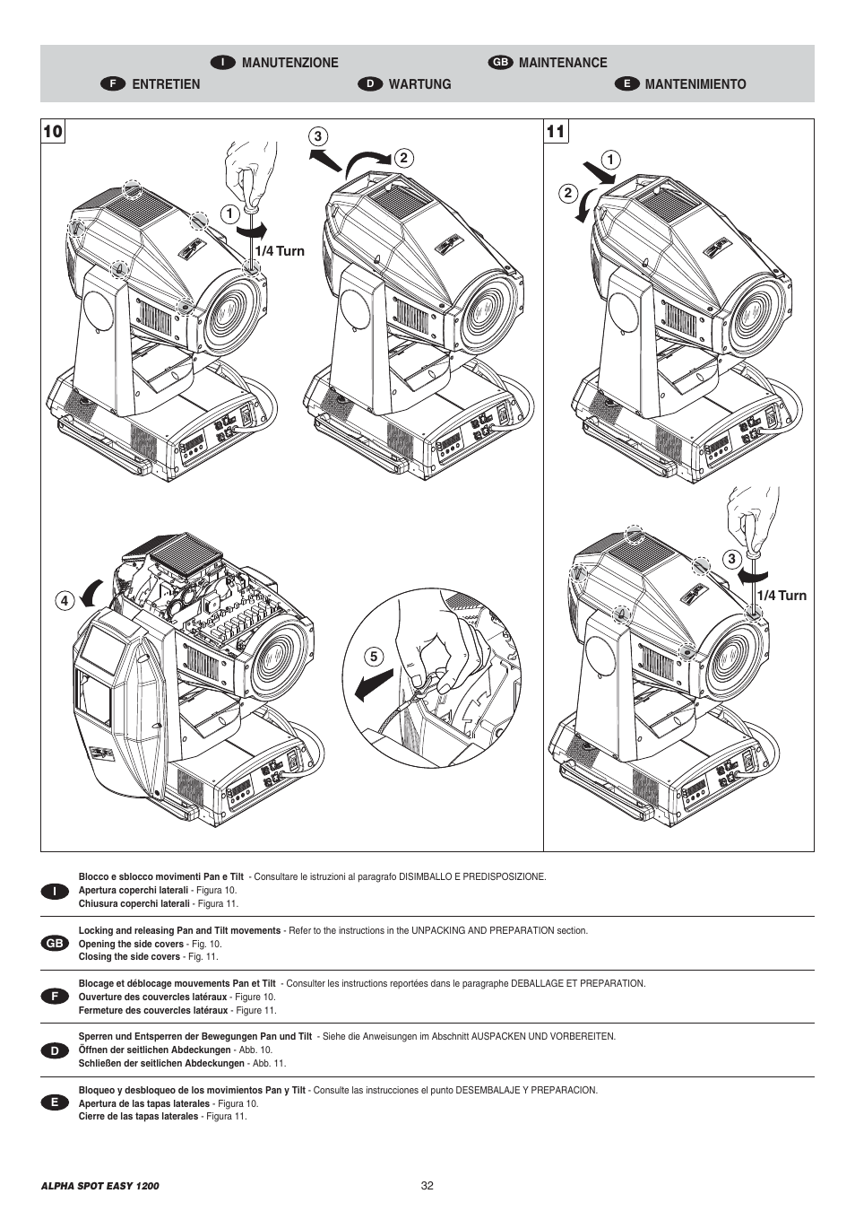 Clay Paky ALPHA SPOT EASY 1200 User Manual | Page 32 / 44