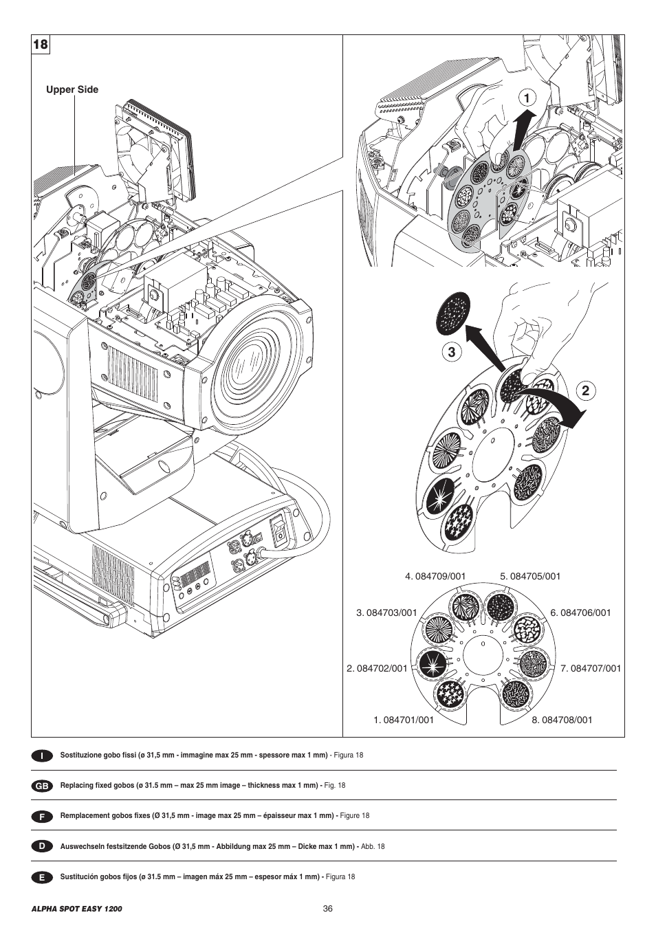 Clay Paky ALPHA SPOT EASY 1200 User Manual | Page 36 / 44