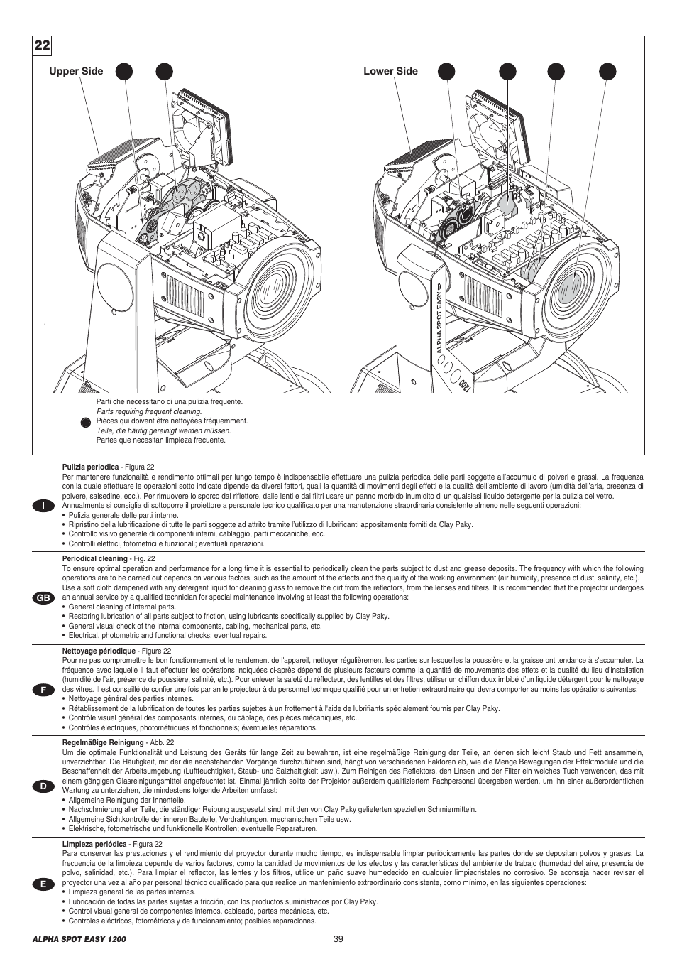 Clay Paky ALPHA SPOT EASY 1200 User Manual | Page 39 / 44