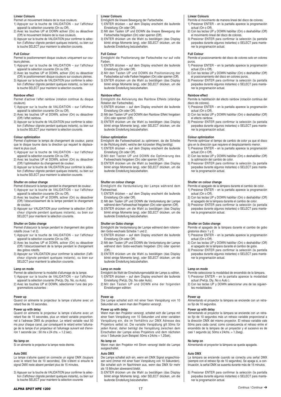 Clay Paky ALPHA SPOT HPE 1200 User Manual | Page 17 / 48