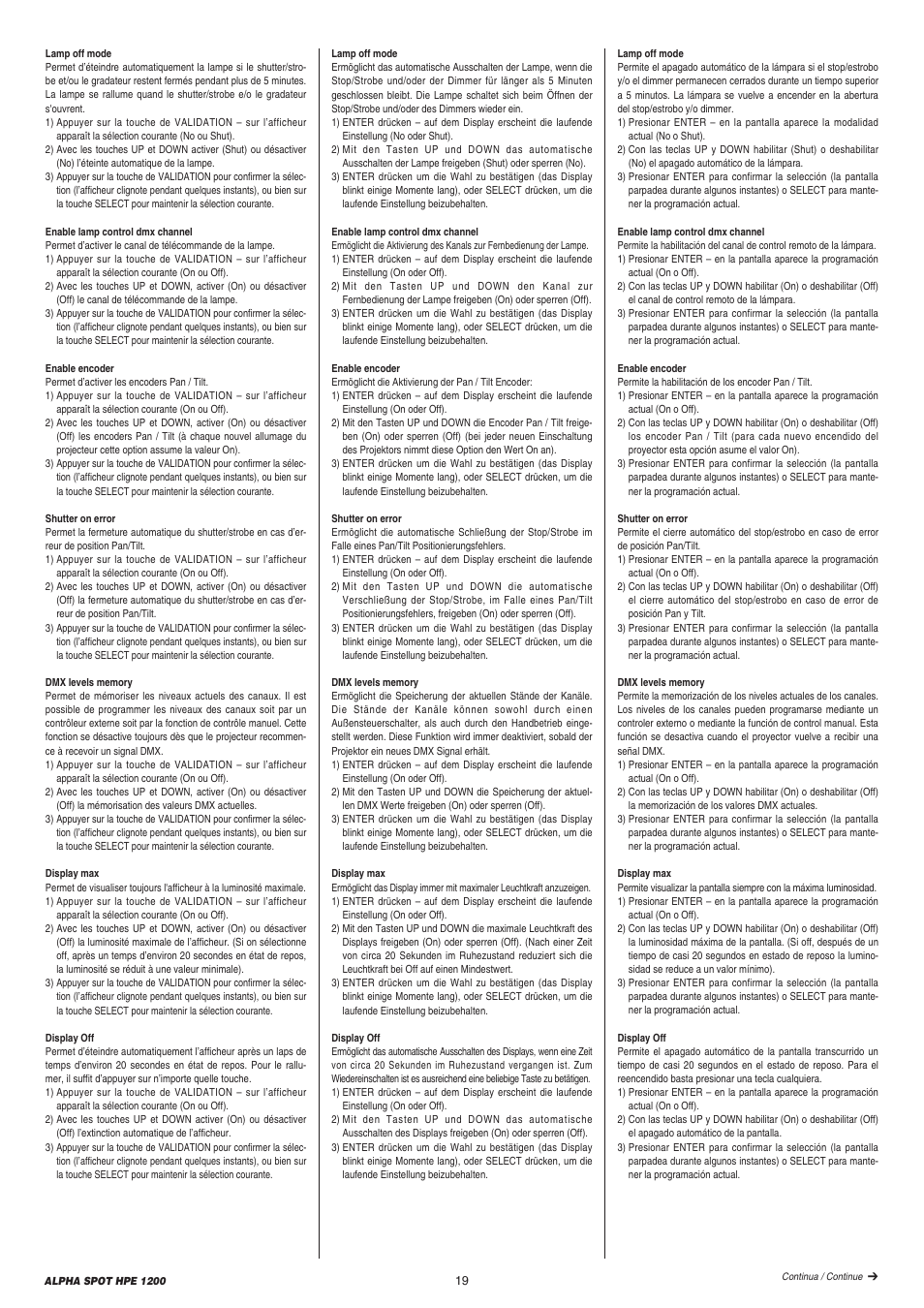 Clay Paky ALPHA SPOT HPE 1200 User Manual | Page 19 / 48