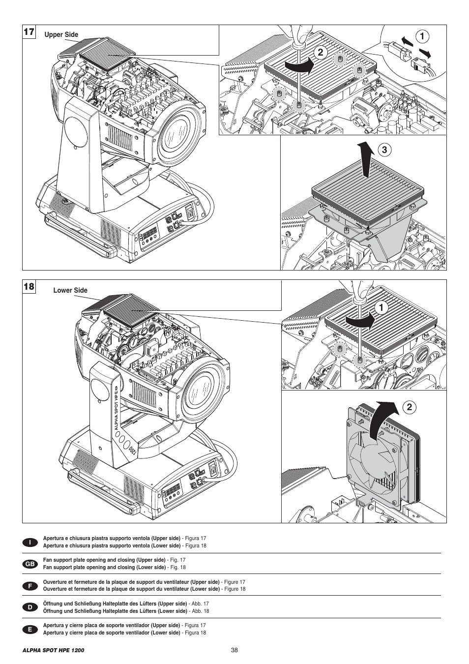 Clay Paky ALPHA SPOT HPE 1200 User Manual | Page 38 / 48