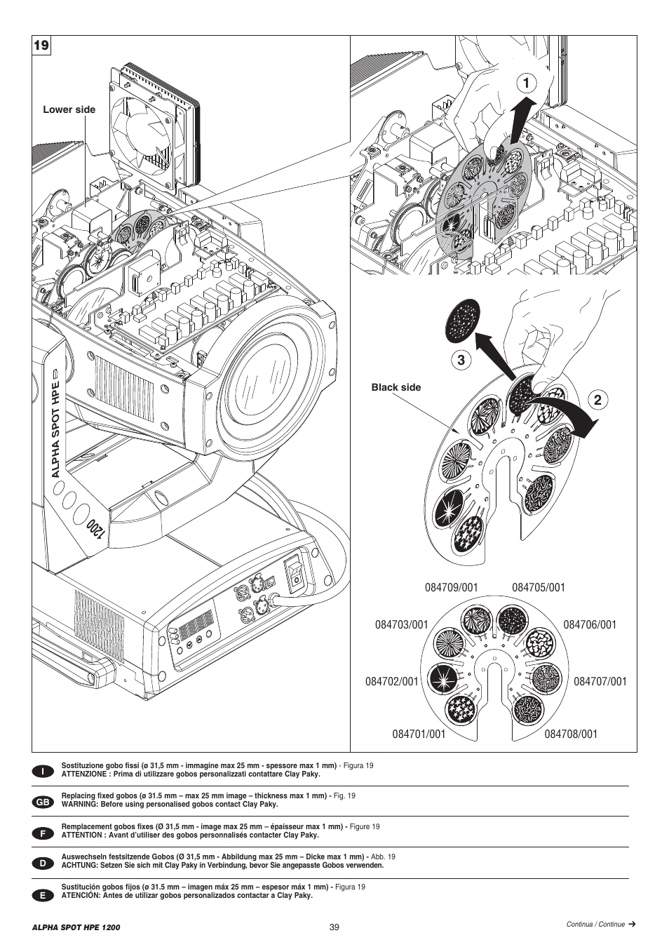 Clay Paky ALPHA SPOT HPE 1200 User Manual | Page 39 / 48