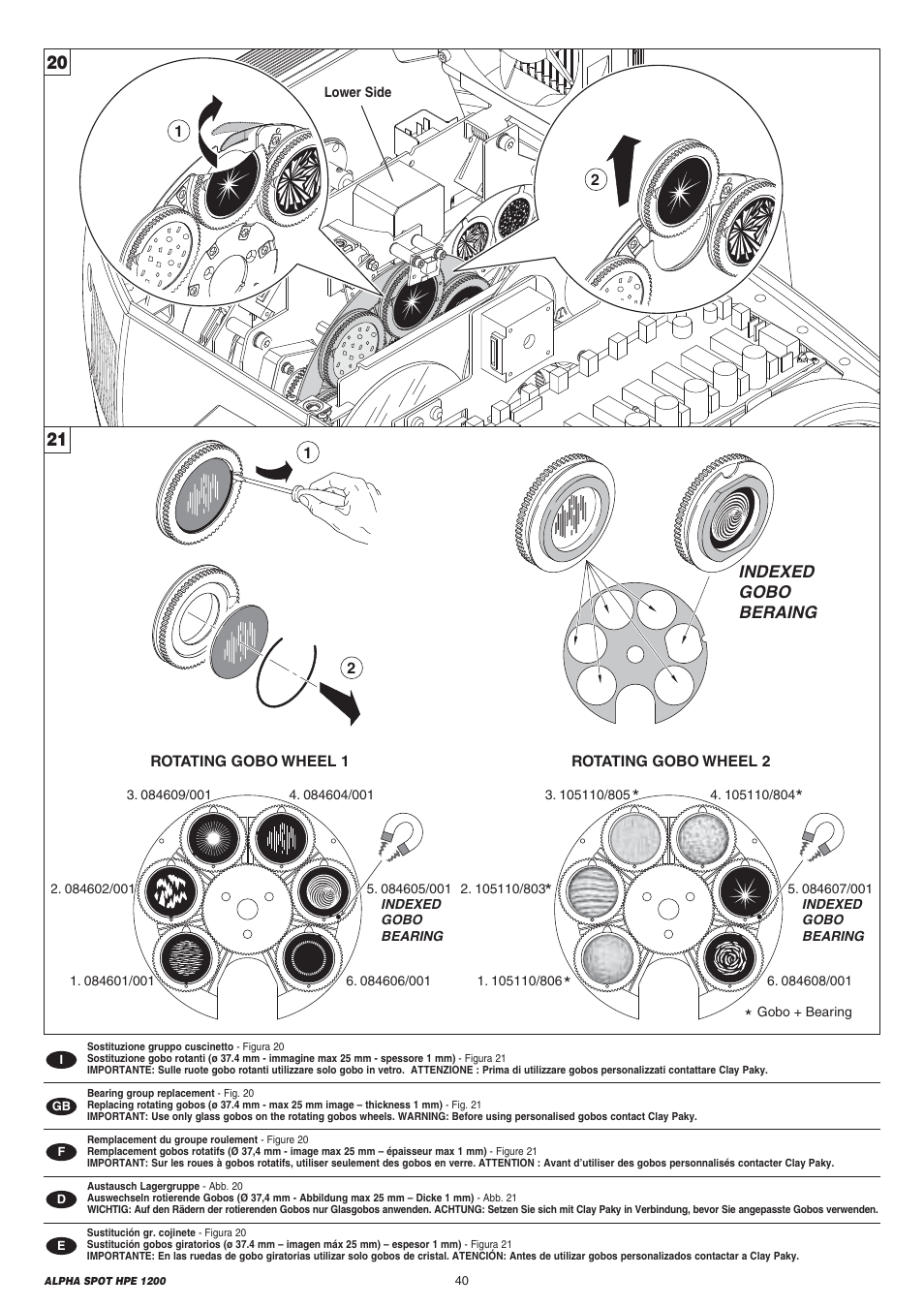 Clay Paky ALPHA SPOT HPE 1200 User Manual | Page 40 / 48