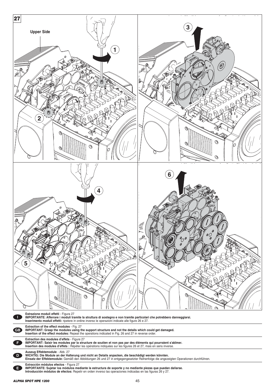 Clay Paky ALPHA SPOT HPE 1200 User Manual | Page 45 / 48