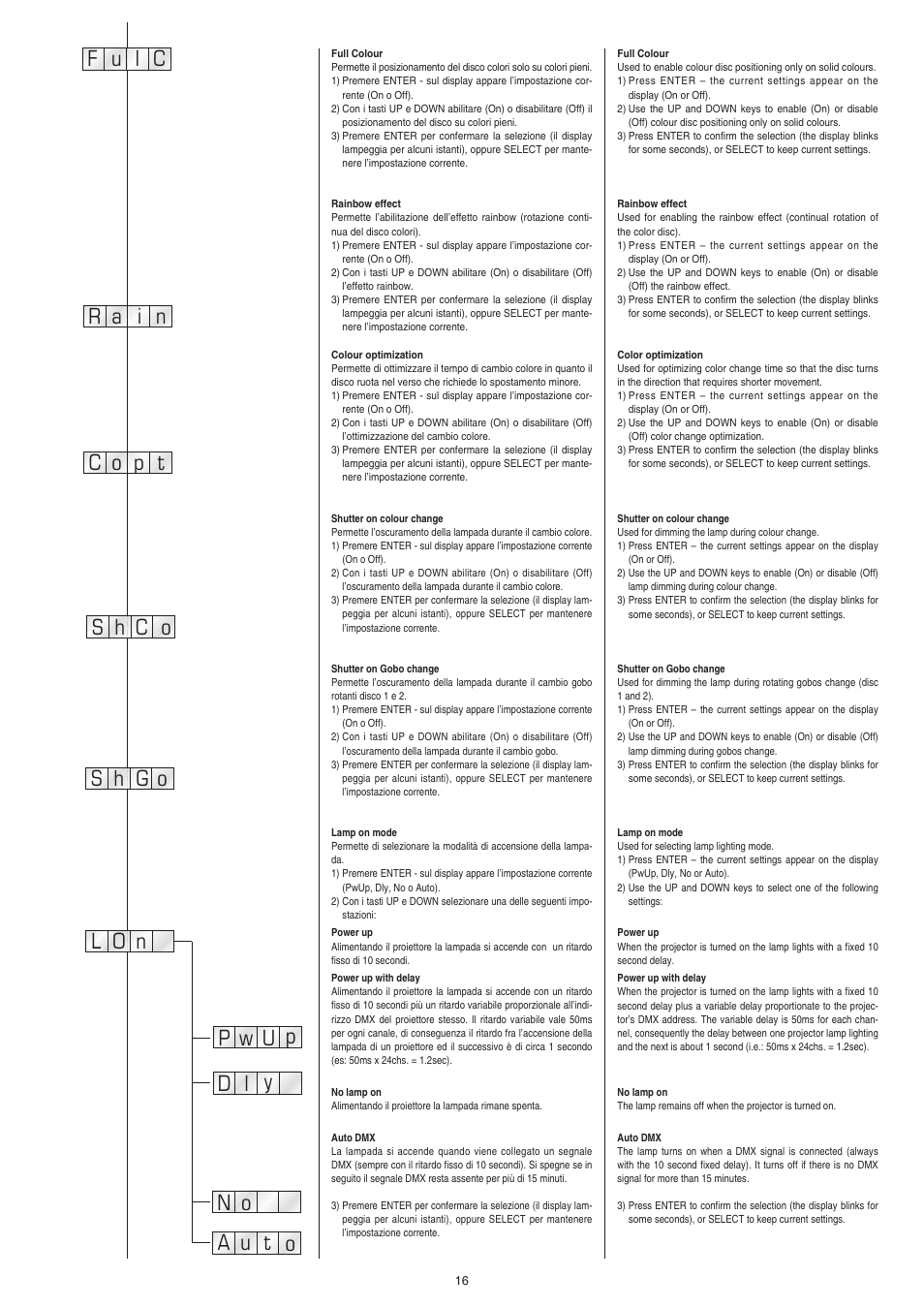 Clay Paky ALPHA SPOT HPE 575 User Manual | Page 16 / 44