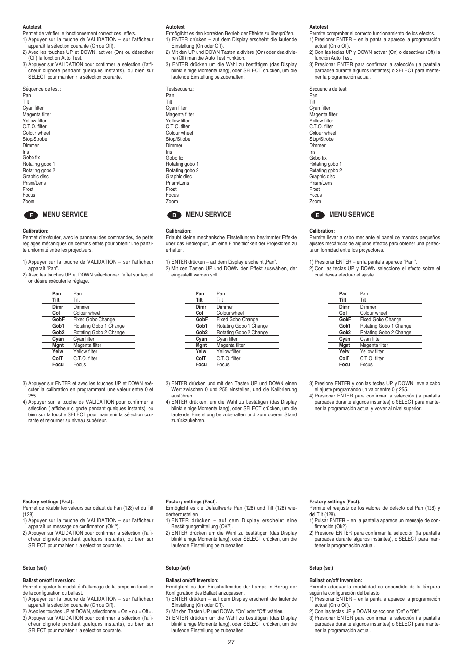 Clay Paky ALPHA SPOT HPE 575 User Manual | Page 27 / 44