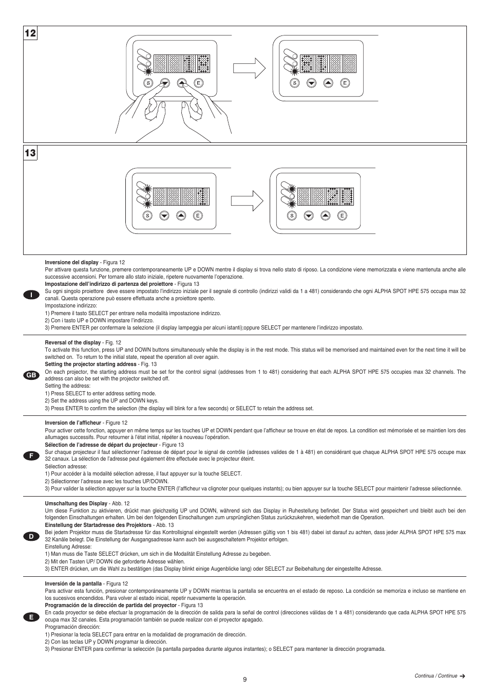 Clay Paky ALPHA SPOT HPE 575 User Manual | Page 9 / 44