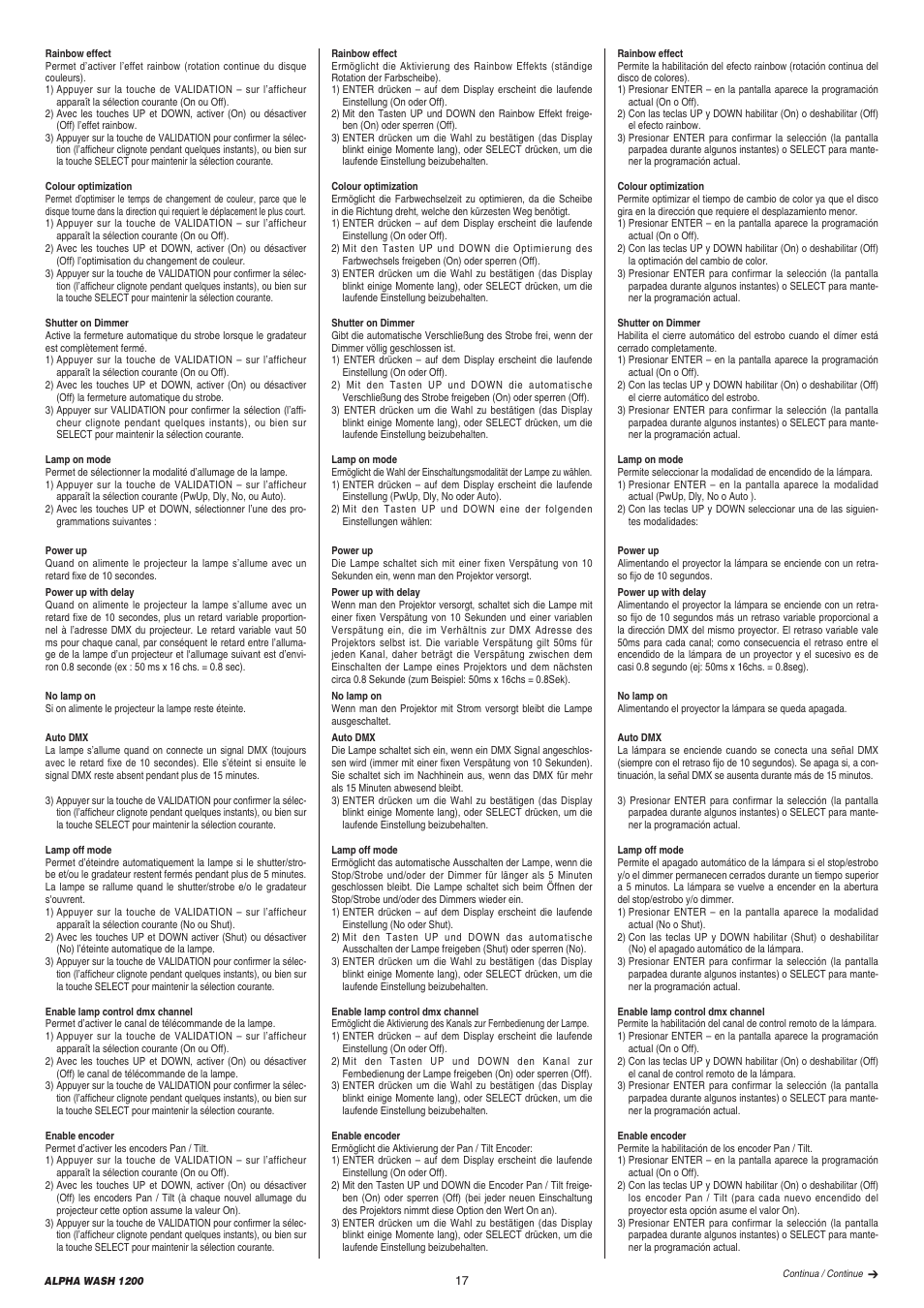 Clay Paky ALPHA WASH 1200 User Manual | Page 17 / 44