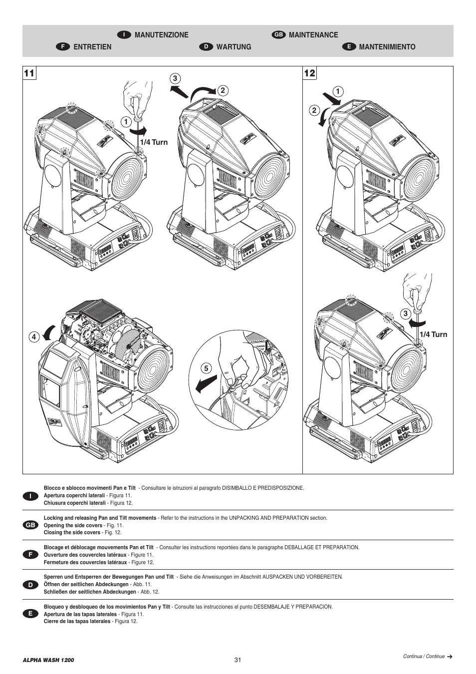 Clay Paky ALPHA WASH 1200 User Manual | Page 31 / 44