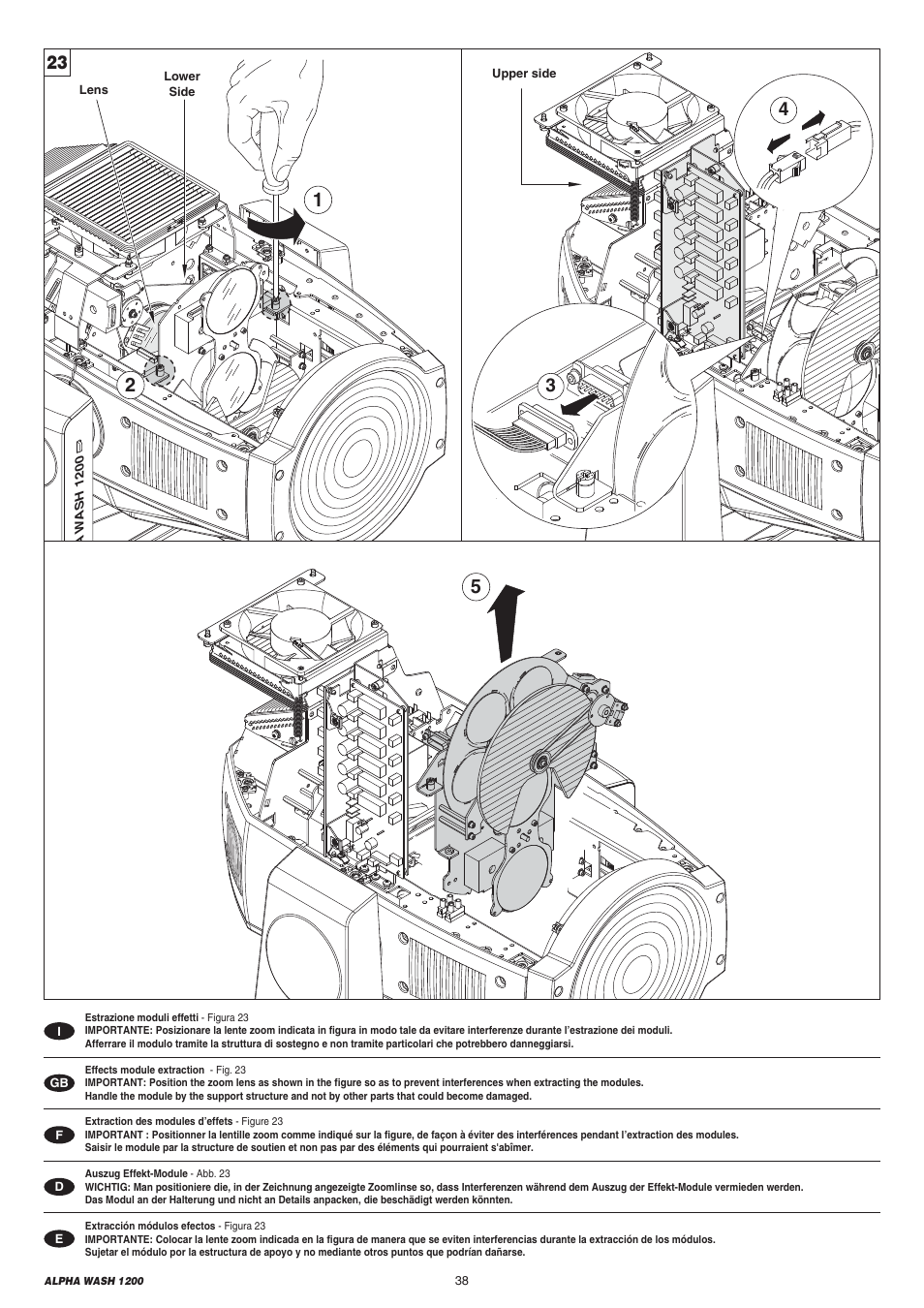 Clay Paky ALPHA WASH 1200 User Manual | Page 38 / 44