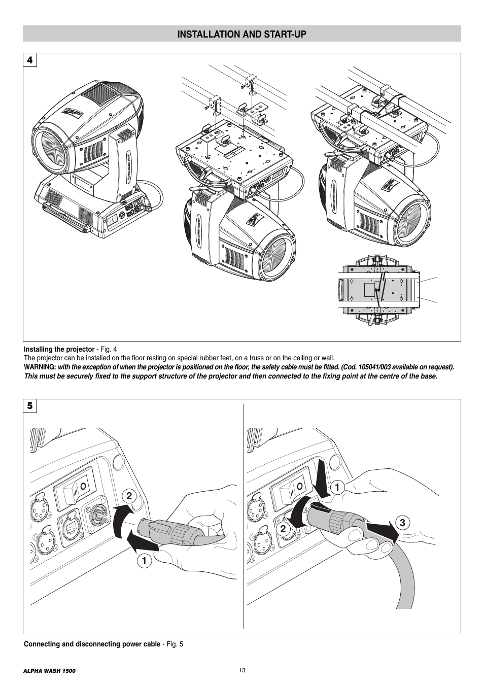 13 installation and start-up | Clay Paky ALPHA WASH 1500 User Manual | Page 13 / 40