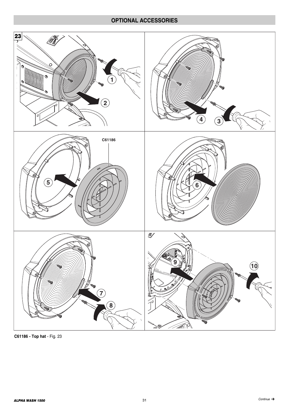 31 optional accessories | Clay Paky ALPHA WASH 1500 User Manual | Page 31 / 40