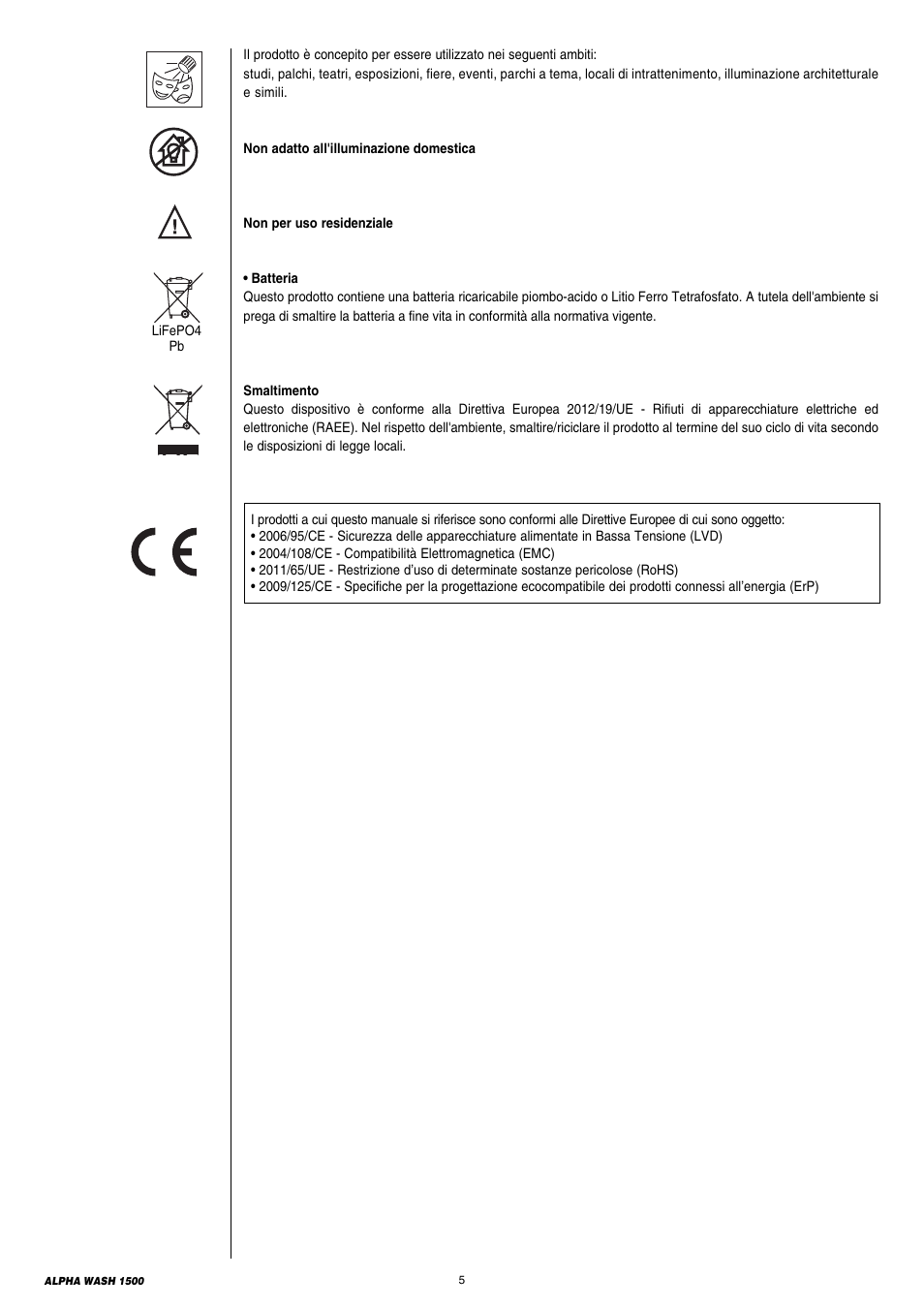 Clay Paky ALPHA WASH 1500 User Manual | Page 5 / 40