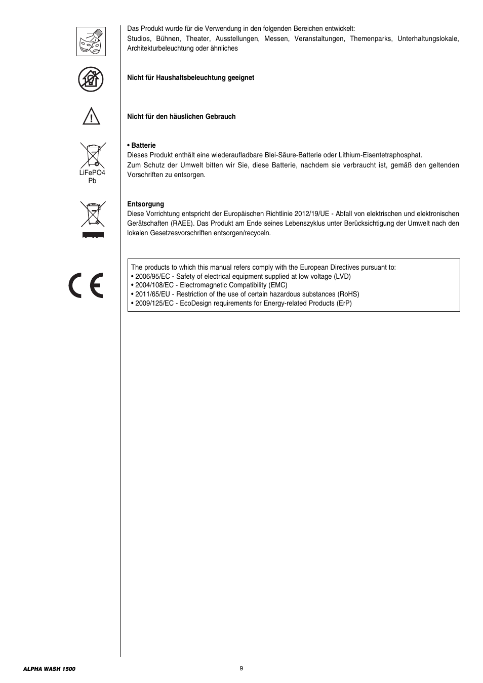 Clay Paky ALPHA WASH 1500 User Manual | Page 9 / 40