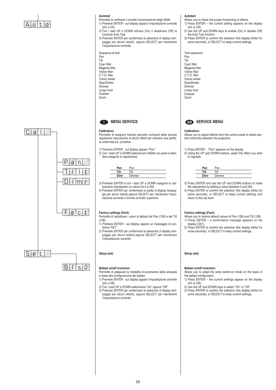 Clay Paky ALPHA WASH TH User Manual | Page 26 / 40