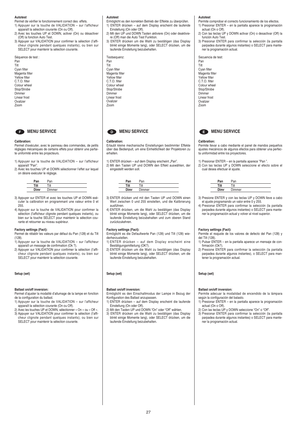Clay Paky ALPHA WASH TH User Manual | Page 27 / 40