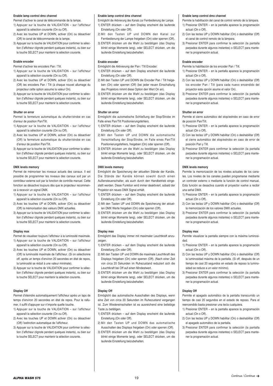 Clay Paky ALPHA WASH 575 User Manual | Page 19 / 40