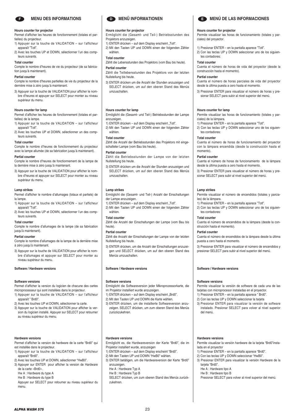 Clay Paky ALPHA WASH 575 User Manual | Page 23 / 40