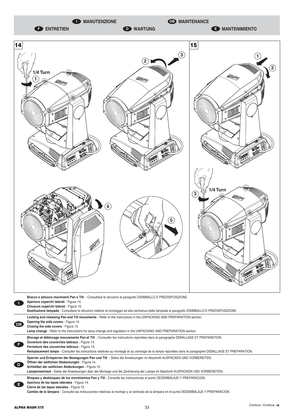 Clay Paky ALPHA WASH 575 User Manual | Page 33 / 40