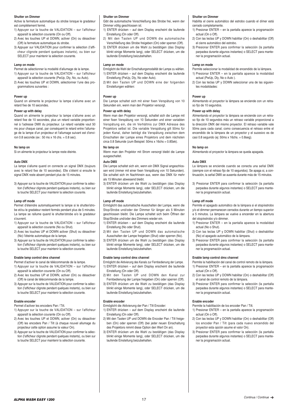 Clay Paky ALPHA WASH EASY 1200 User Manual | Page 17 / 40