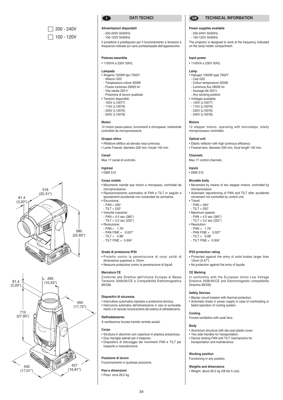 Clay Paky ALPHA WASH HALO 1000 User Manual | Page 34 / 36