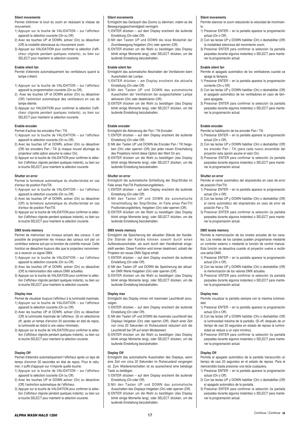 Clay Paky ALPHA WASH HALO 1200 User Manual | Page 17 / 39