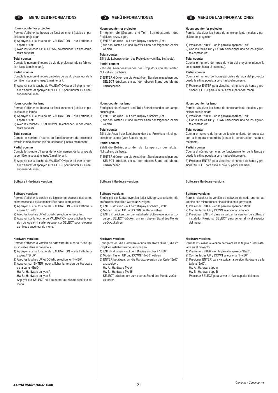 Clay Paky ALPHA WASH HALO 1200 User Manual | Page 21 / 39