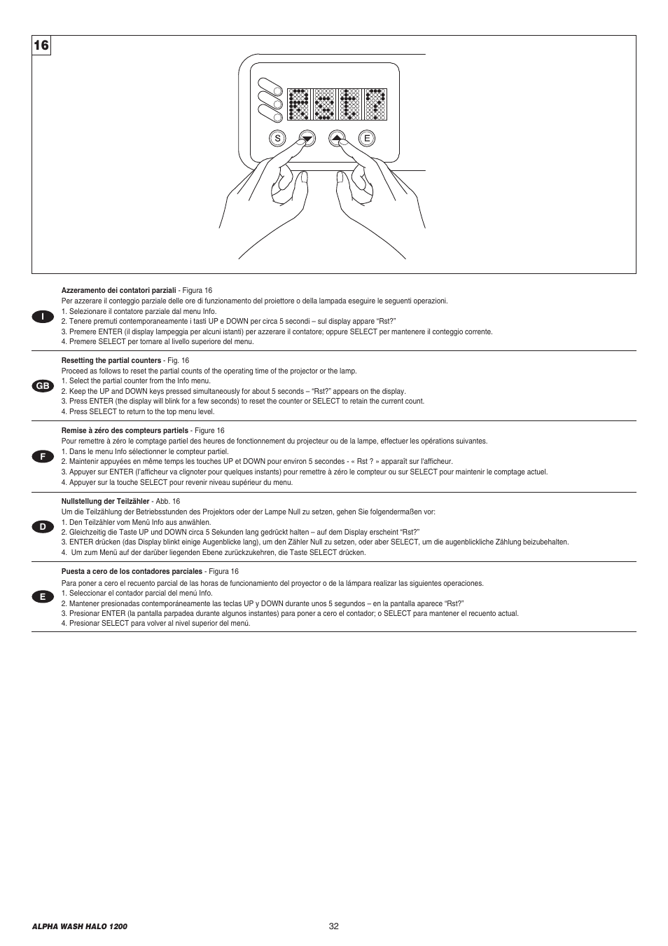 Clay Paky ALPHA WASH HALO 1200 User Manual | Page 32 / 39
