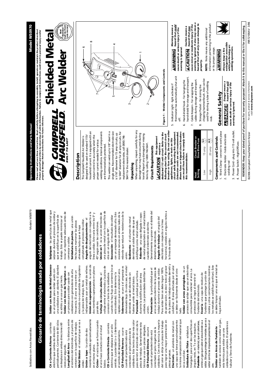 Campbell Hausfeld SHIELDEDMETAL ARCWELDER WS0970 User Manual | 18 pages