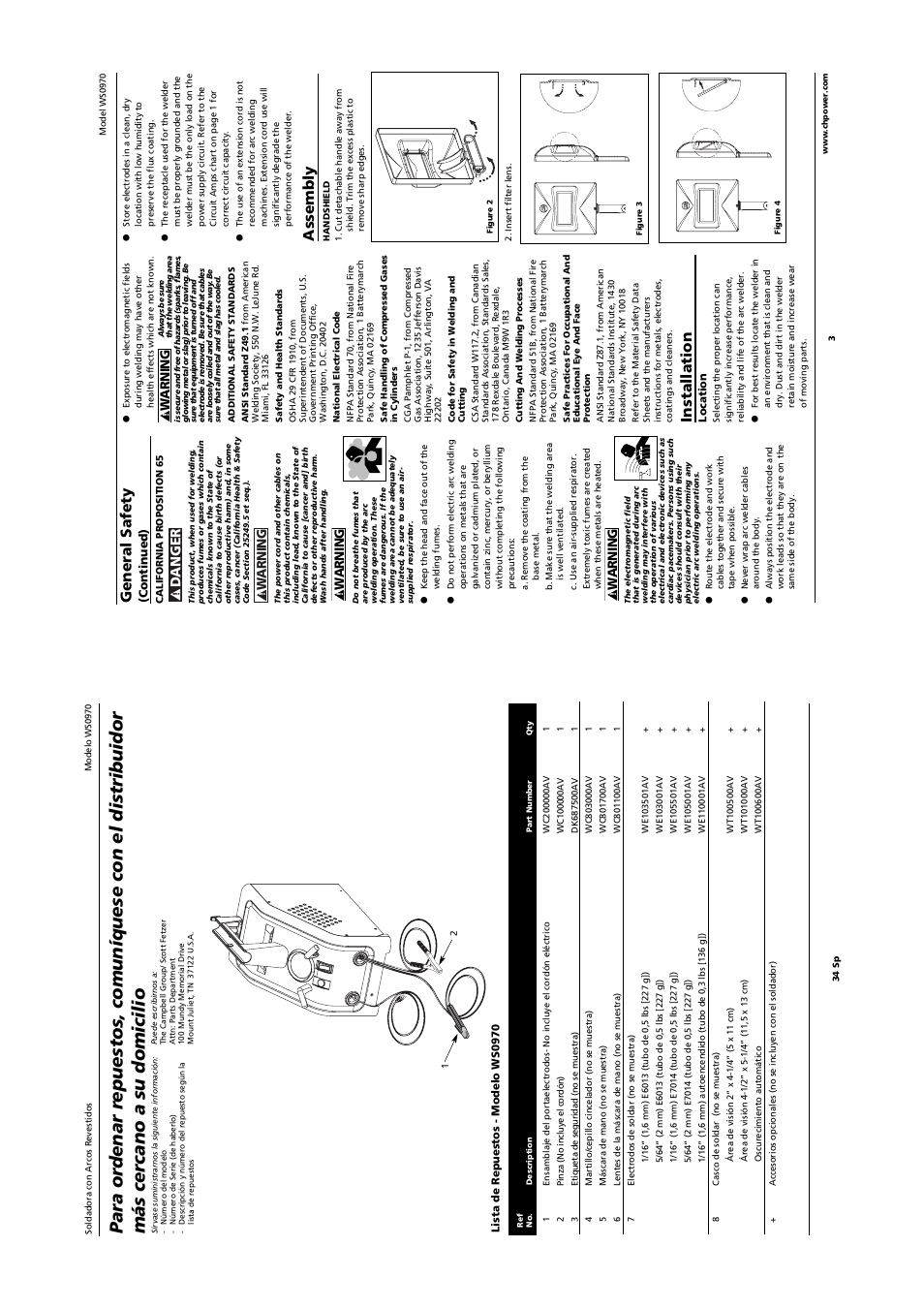 Assembly, Installation, General safety | Danger, Warning | Campbell Hausfeld SHIELDEDMETAL ARCWELDER WS0970 User Manual | Page 3 / 18
