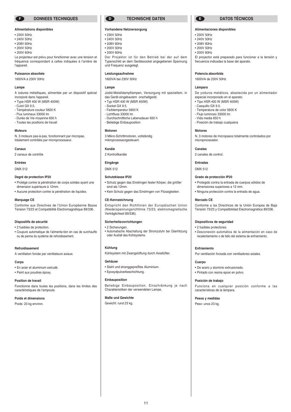 Clay Paky ASTRORAGGI POWER User Manual | Page 11 / 12