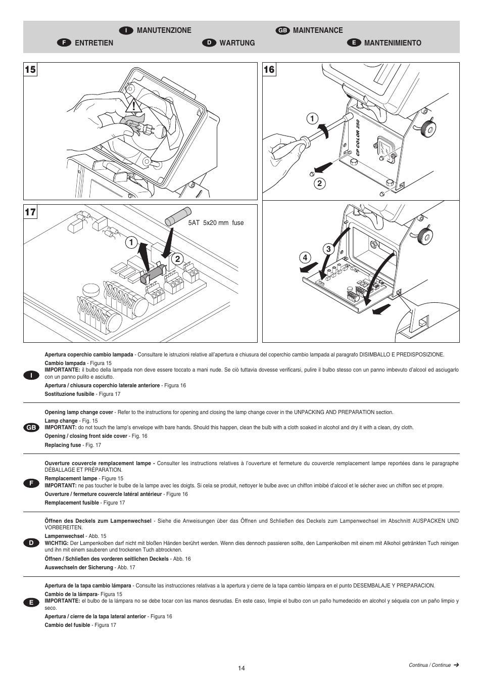 Clay Paky CP Color 250 User Manual | Page 14 / 18