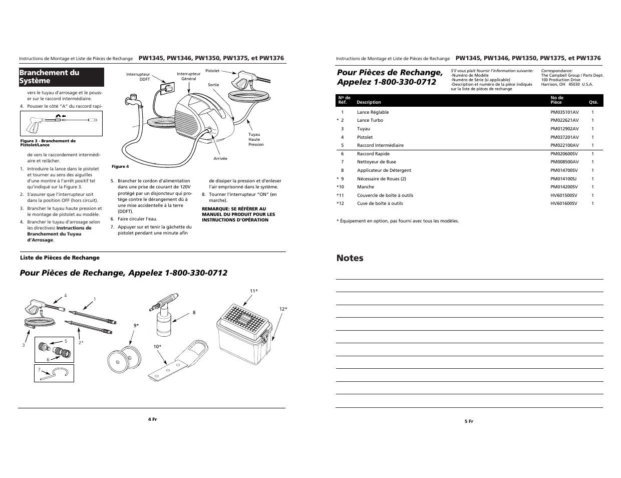 Branchement du système | Campbell Hausfeld PW1346 User Manual | Page 4 / 4