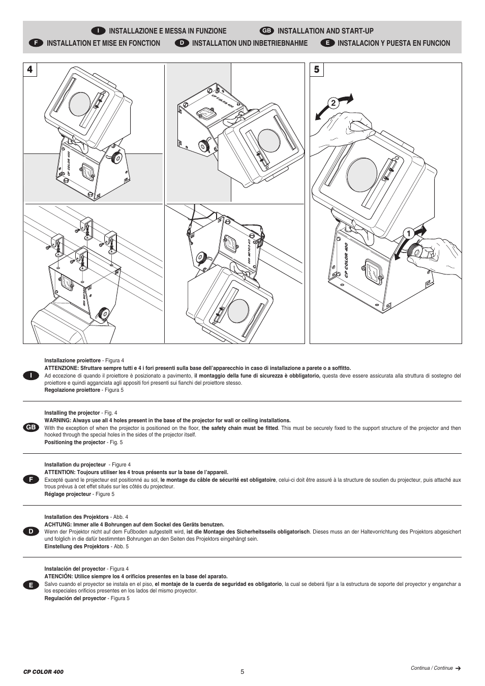 Clay Paky CP COLOR 400 User Manual | Page 5 / 20