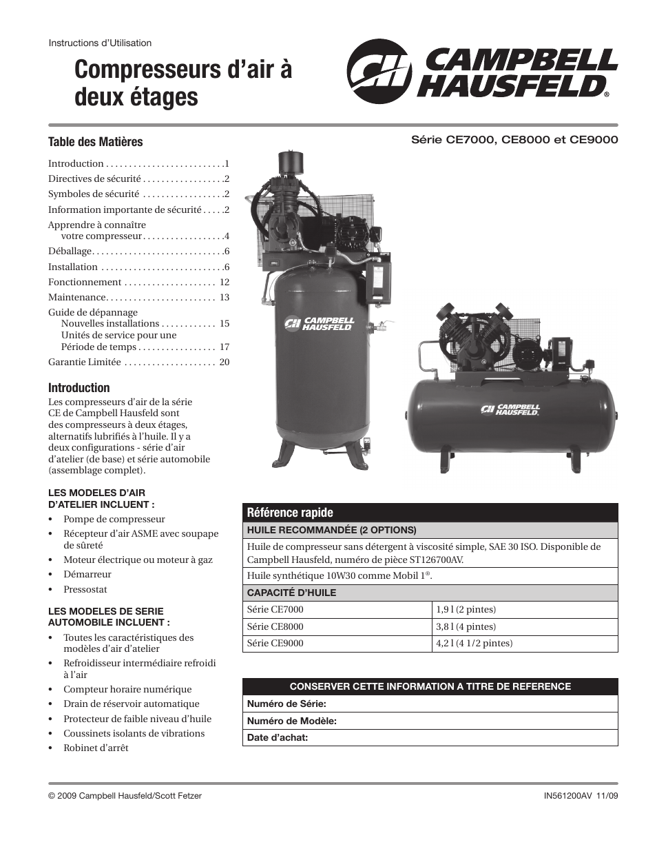 Compresseurs d’air à deux étages | Campbell Hausfeld CE7000 User Manual | Page 21 / 60