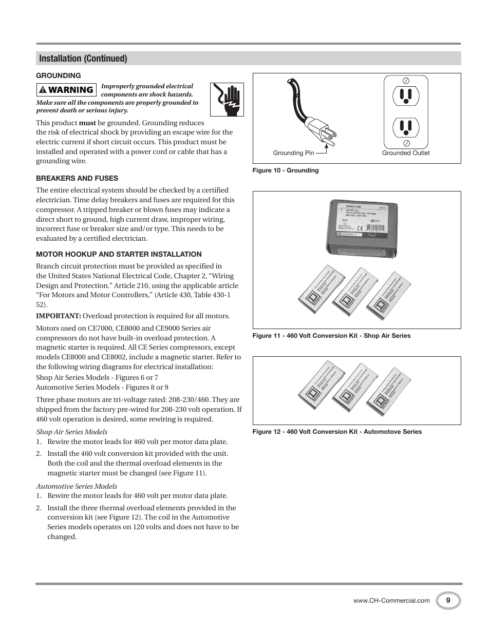 Installation (continued) | Campbell Hausfeld CE7000 User Manual | Page 9 / 60