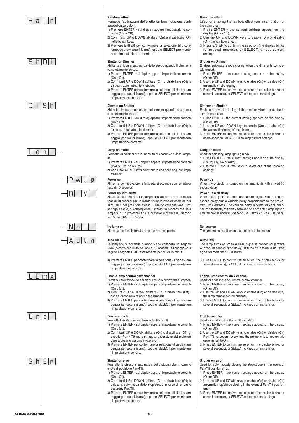 Clay Paky ALPHA BEAM 300 User Manual | Page 16 / 40