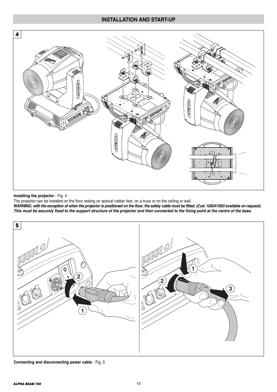 13 installation and start-up | Clay Paky ALPHA BEAM 700 User Manual | Page 13 / 38