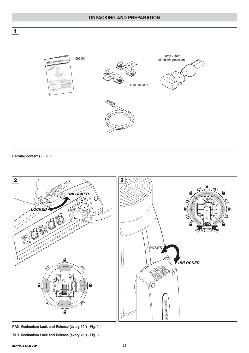 Unpacking and preparation | Clay Paky ALPHA BEAM 700 User Manual | Page 12 / 40