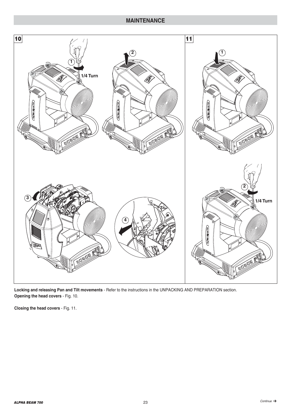 10 11 maintenance | Clay Paky ALPHA BEAM 700 User Manual | Page 23 / 40