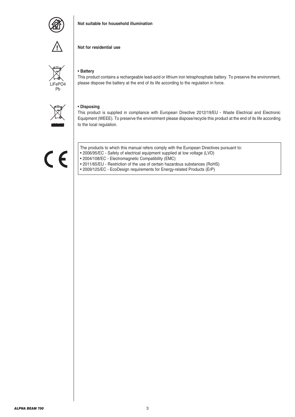 Clay Paky ALPHA BEAM 700 User Manual | Page 3 / 40