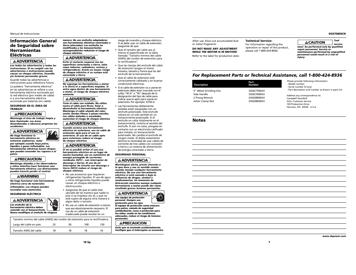 Campbell Hausfeld Grinder User Manual | Page 7 / 12