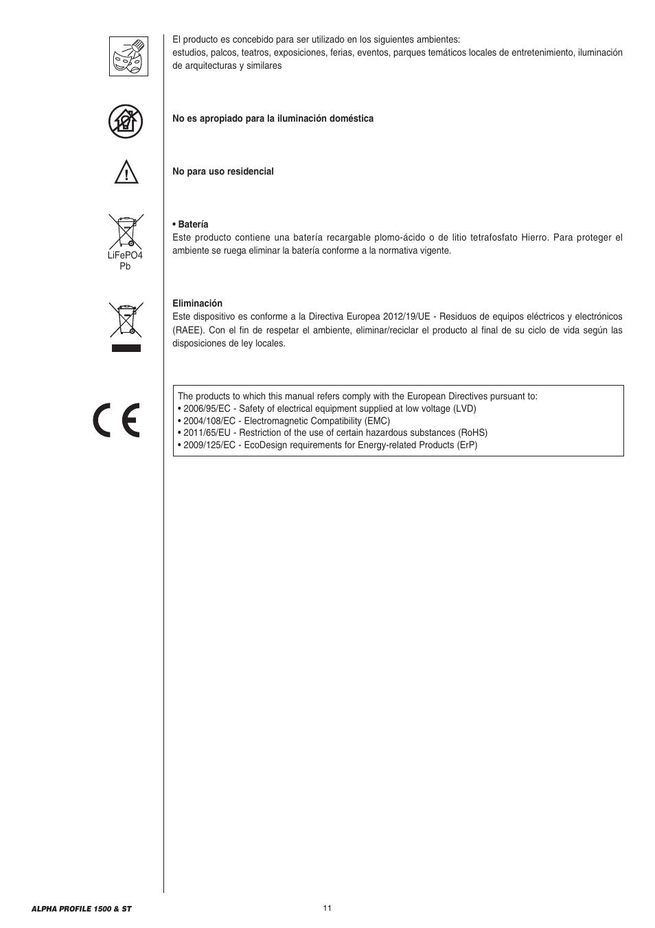 Clay Paky ALPHA PROFILE 1500 ST User Manual | Page 11 / 44