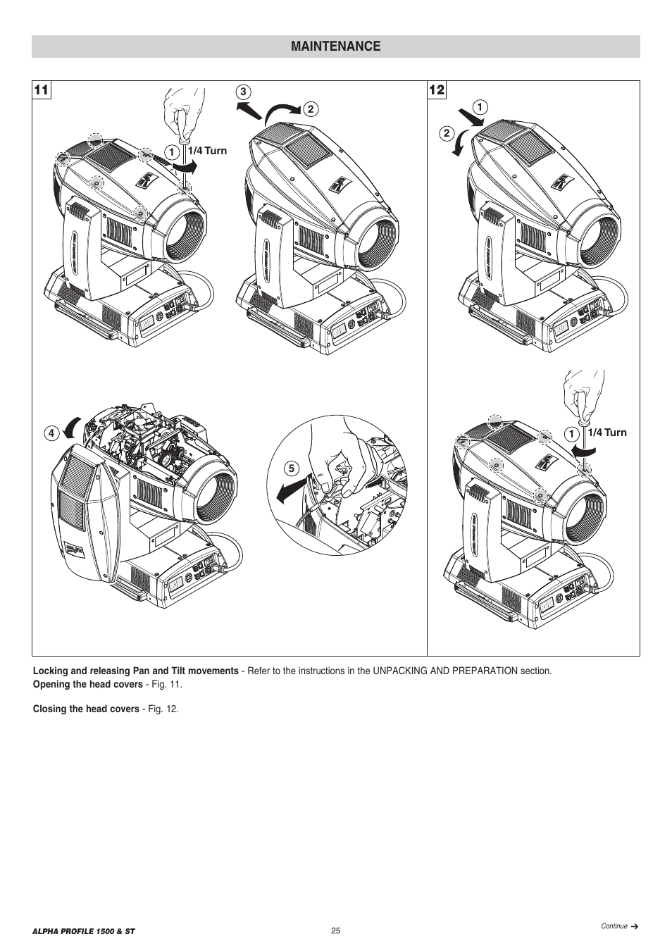 11 12 maintenance | Clay Paky ALPHA PROFILE 1500 ST User Manual | Page 25 / 44