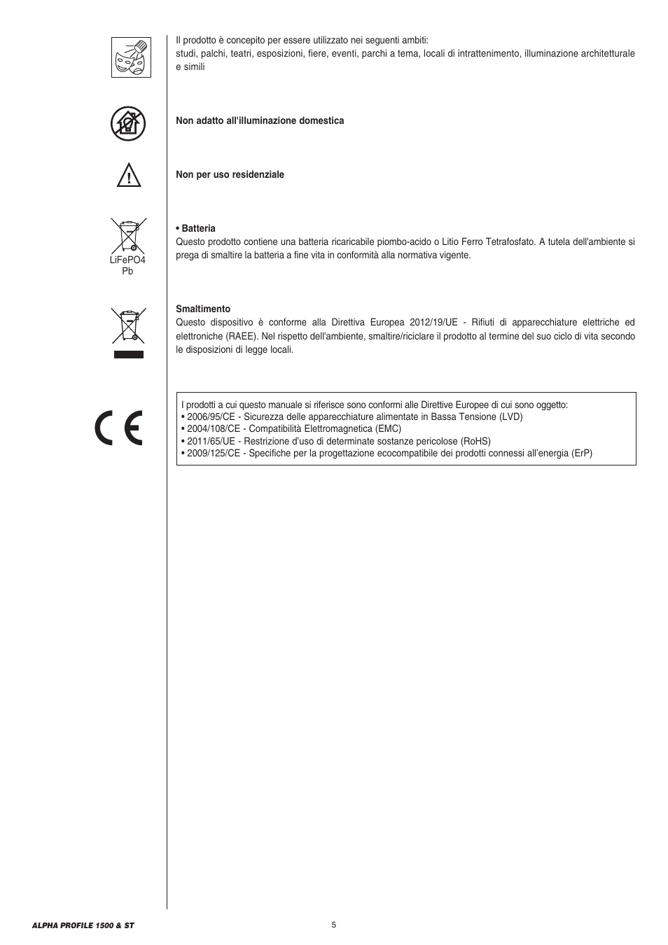 Clay Paky ALPHA PROFILE 1500 ST User Manual | Page 5 / 44